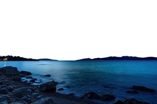 sunset dusk over a blue canal. transparent isolated PNG file.  - Powered by Adobe