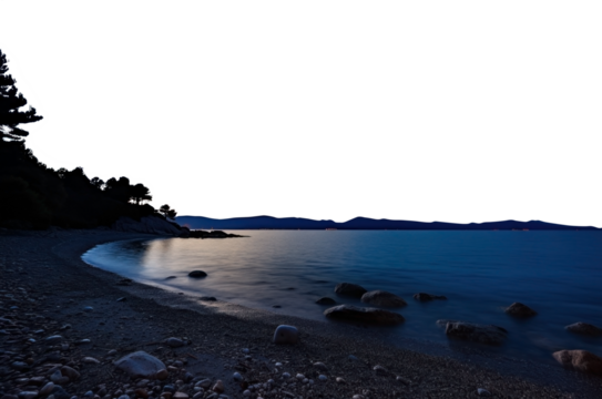 sunrise shore in a tropical beach. transparent isolated PNG file. 