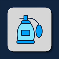Filled outline Perfume icon isolated on blue background. Vector