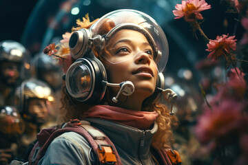 girl in futuristic fantasy world generative ai