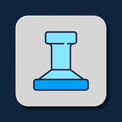 Filled outline Stamp icon isolated on blue background. Vector