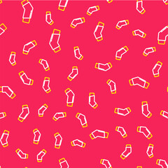 Line Inhaler icon isolated seamless pattern on red background. Breather for cough relief, inhalation, allergic patient. Vector