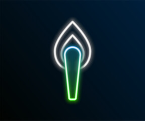 Glowing neon line Torch flame icon isolated on black background. Symbol fire hot, flame power, flaming and heat. Colorful outline concept. Vector