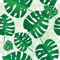 Background seamless pattern of green monstera leaves. For packing or pattern for fabric - 630103927