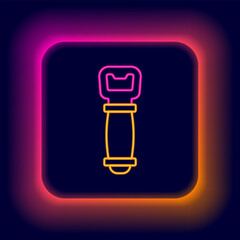 Glowing neon line Bottle opener icon isolated on black background. Colorful outline concept. Vector