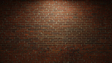 red bricks wall. facade spotlights. realistic 3D rendering. illustration.