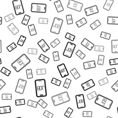 Black Search job icon isolated seamless pattern on white background. Recruitment or selection concept. Human resource and recruitment for business. Vector