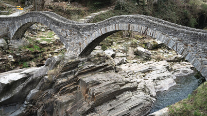 old stone bridge in Switzerland 