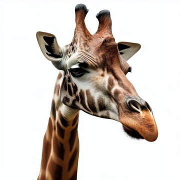 Graceful Giraffe: Illustration of a Giraffe on White, Generative AI