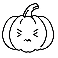 Line pumpkin kawaii persevere character isolated on white background.