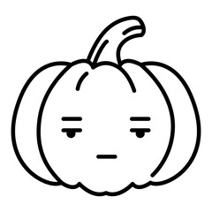 Line pumpkin kawaii neutral character isolated on white background.
