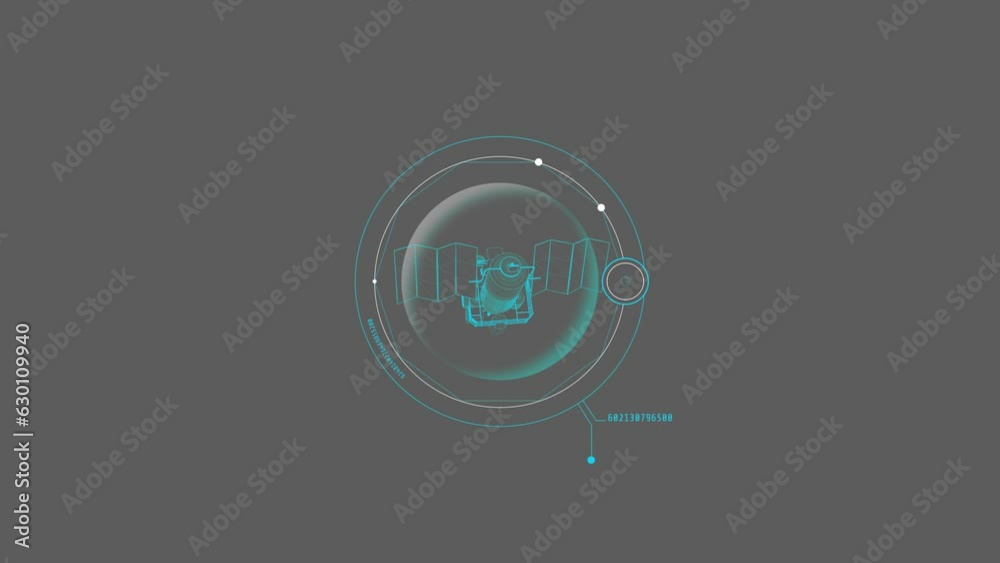 Wall mural hud element - animation of 3d virtual satellite.