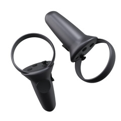 3D Black Gaming VR Controllers. Cut Out.
