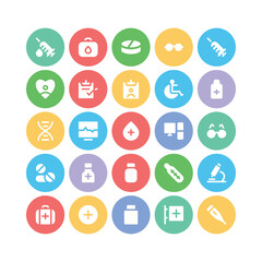 Pack of Medical and Health Flat Round Icons

