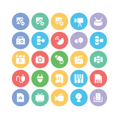 Pack of Multimedia and Media Flat Circular Icons
