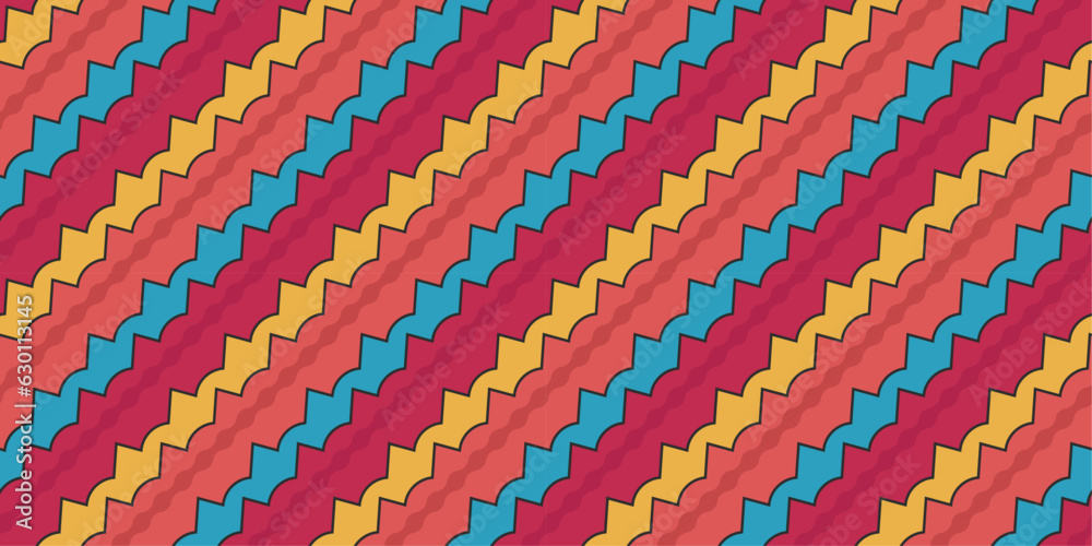 Poster spiked cartoon diagonal lines. vector diagonal colorful and seamless. design for textile, pillows, c