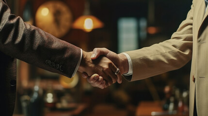 Photo of A businessman's handshake. Photo emphasizes the significance of a handshake in business negotiations, portraying the essence of trust and commitment between the two parties