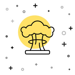 Black line Nuclear explosion icon isolated on white background. Atomic bomb. Symbol of nuclear war, end of world. Random dynamic shapes. Vector