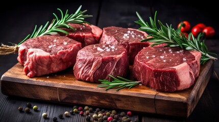 Fresh raw beef steaks.  - obrazy, fototapety, plakaty