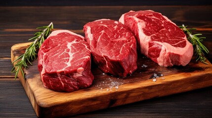 Fresh raw beef steaks. 