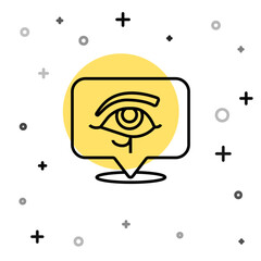 Black line Eye of Horus icon isolated on white background. Ancient Egyptian goddess Wedjet symbol of protection, royal power and good health. Random dynamic shapes. Vector