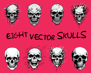 EIGHT SKULLS VECTOR ART PACK