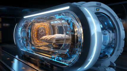 MRI scan showing a human full body, medical education.