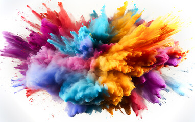 Fototapeta na wymiar A colorful powder explosion on white background. Generative AI