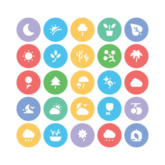 Pack of Nature Flat Round Icons

