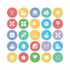 Pack of Foliage and Blossom Flat Round Icons

