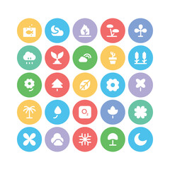 Pack of Spring Flat Round Icons

