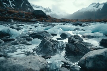 Melting glaciers, floods, icebergs of the North Pole. Global warming of the weather climate. A common problem. Save and protect planet earth, importance and necessity, ecology.