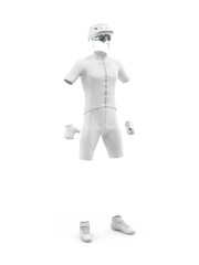 Obraz na płótnie Canvas Blank white cycling outfit full body half side view with collar mockup isolated on a white background