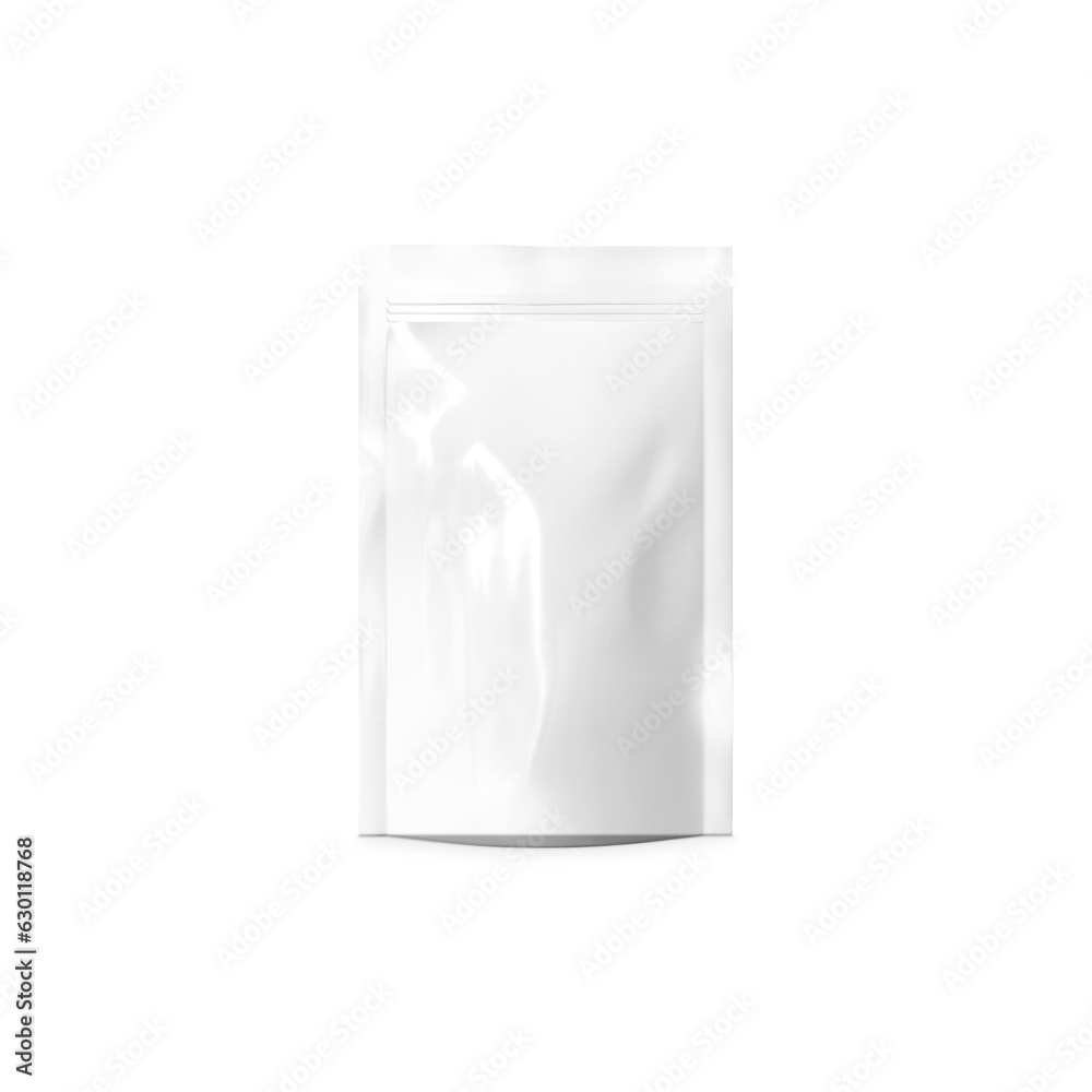 Wall mural glossy pouch up blank white template isolated in a white background