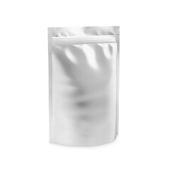 Metallic Pouch Up Blank White Template isolated in a White Background