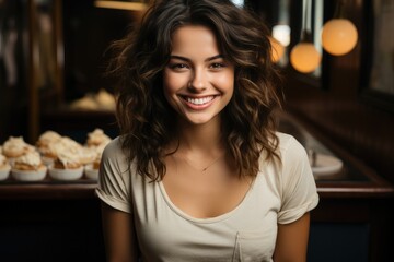 Portrait of a girl smiling happily - stock photography