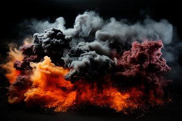 smoke and fire on black background, fire background. abstract background, design.