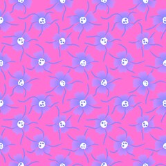 Autumn floral seamless Halloween skulls flower pattern for wrapping paper and fabrics and kids clothes print