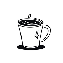 coffee logo, vector illustration doodle line art