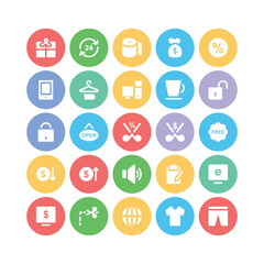 Flat Icons of Purchase and Commerce

