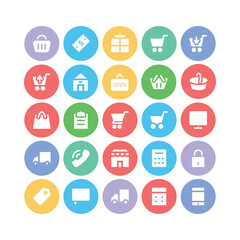 Flat Icons of Shopping and Commerce