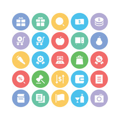 Flat Icons of Shopping and Buying
