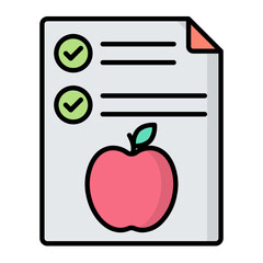 Diet Plan Line Color Icon