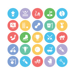 Games and Leisure Flat Round Icons

