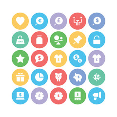 Collection of Business Flat Circular Icons 

