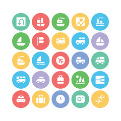 Flat Round Icons of Travel 

