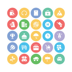 Trendy Flat Icons of Hotel and Holiday
