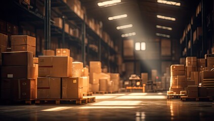 warehouse packed with boxes of various sizes Generative AI