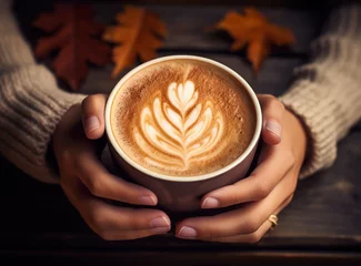 Photo sur Plexiglas Café Autumn background with cup of coffee