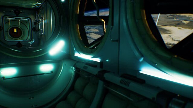 dark space ship futuristic interior